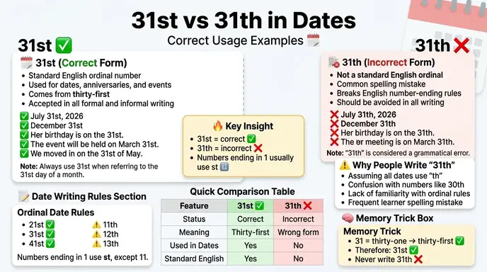 31st or 31th in Dates: Correct Usage Examples