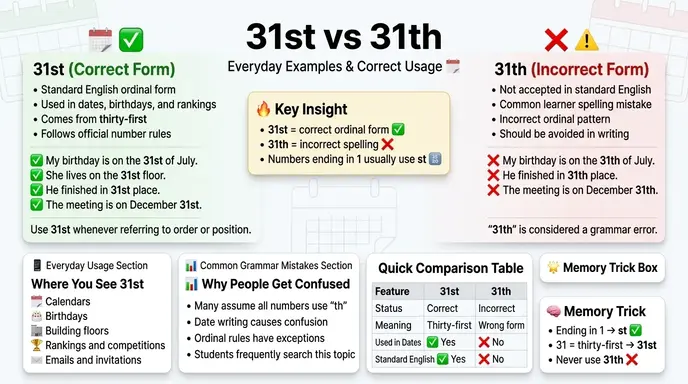 31st or 31th in Everyday Examples