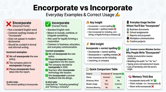 Encorporate/Incorporate in Everyday Examples