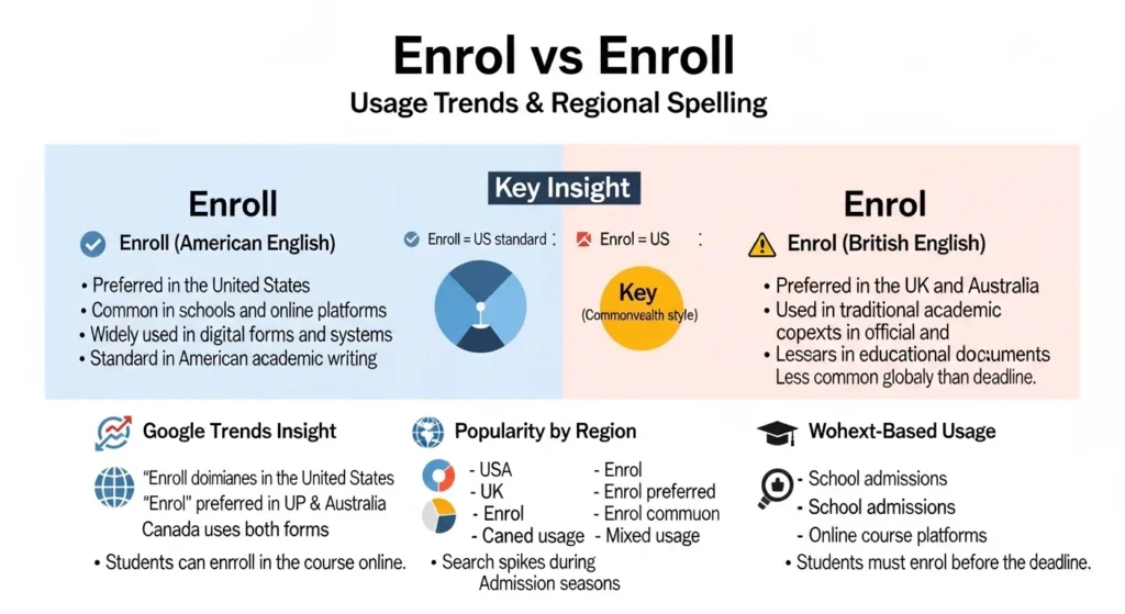 Enrol or Enroll – Google Trends & Usage Data
