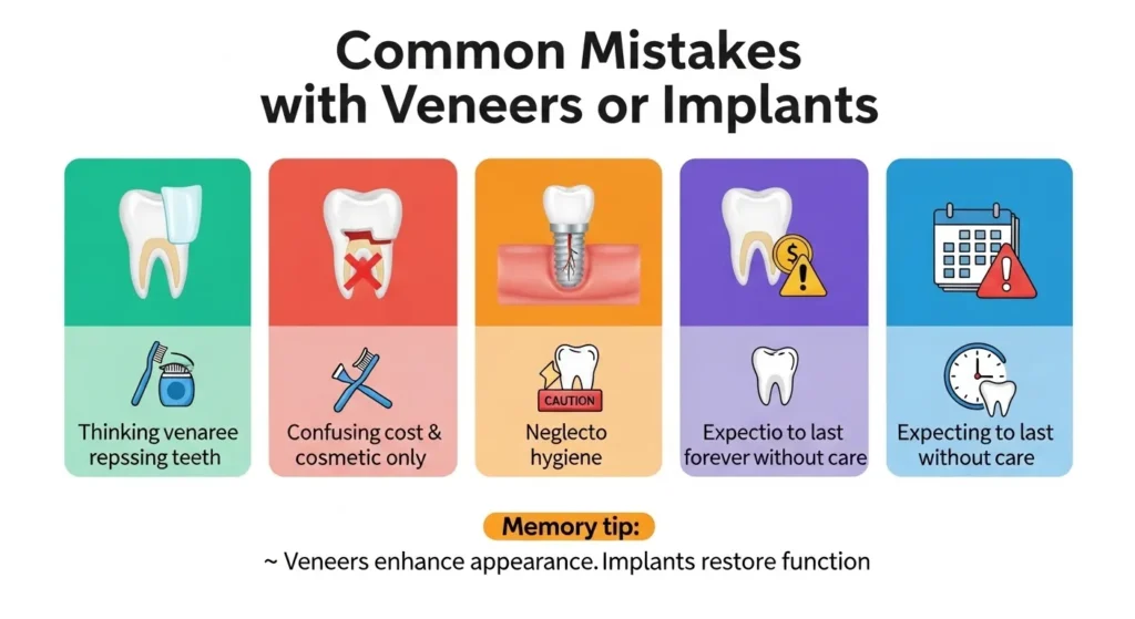 ❌ Common Mistakes with Veneers or Implants