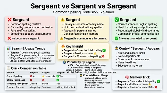 📌 Sergeant vs Sargent vs Sargeant: Common Spelling Confusion