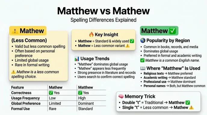 🔹 Matthew vs Mathew: Spelling Differences Explained