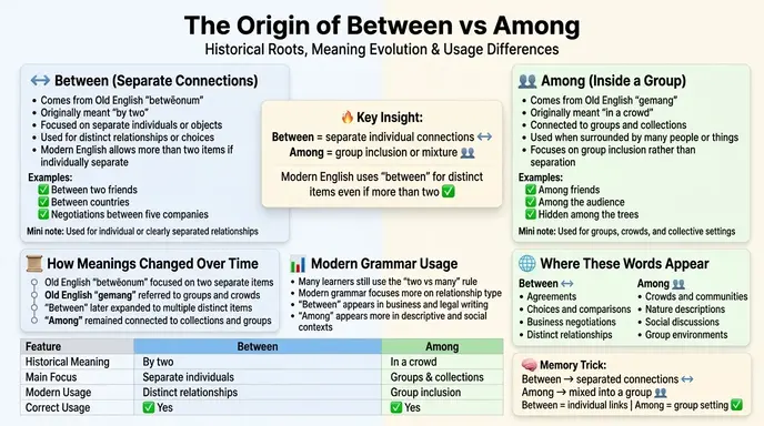 The Origin of Between or Among