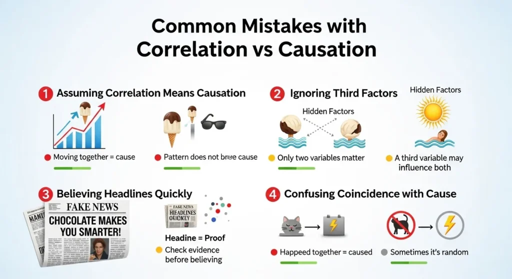 ❌ Common Mistakes with Correlation or Causation ⚠️