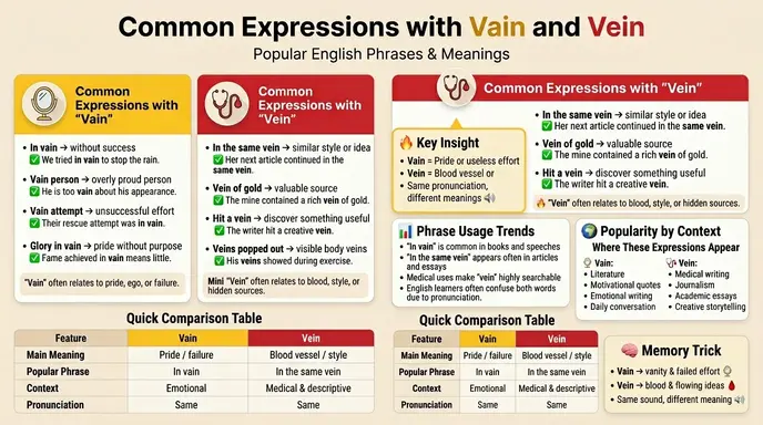 📌 Common Expressions With Vain and Vein