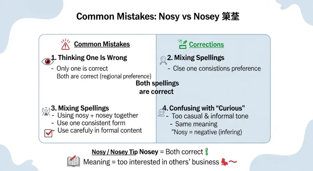 Common Mistakes nosey or nosy