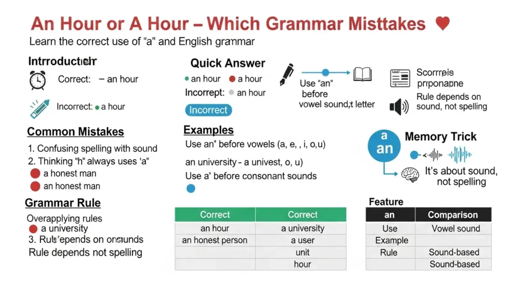 Common Mistakes with An Hour or A Hour ❌⚠️