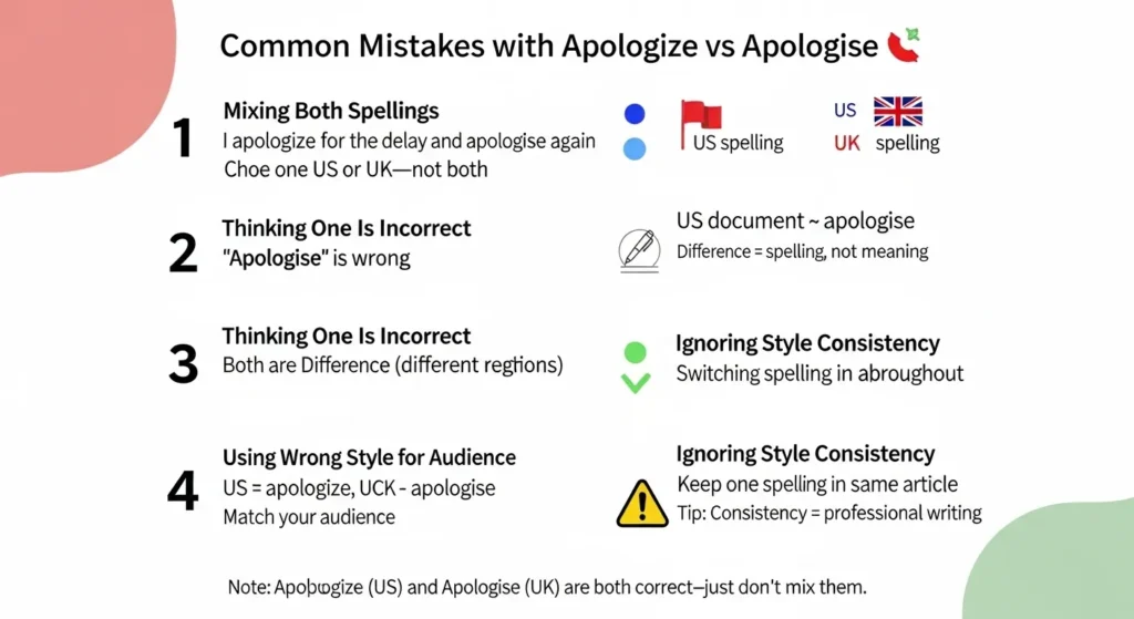 Common Mistakes with Apologize or Apologise ❌⚠️