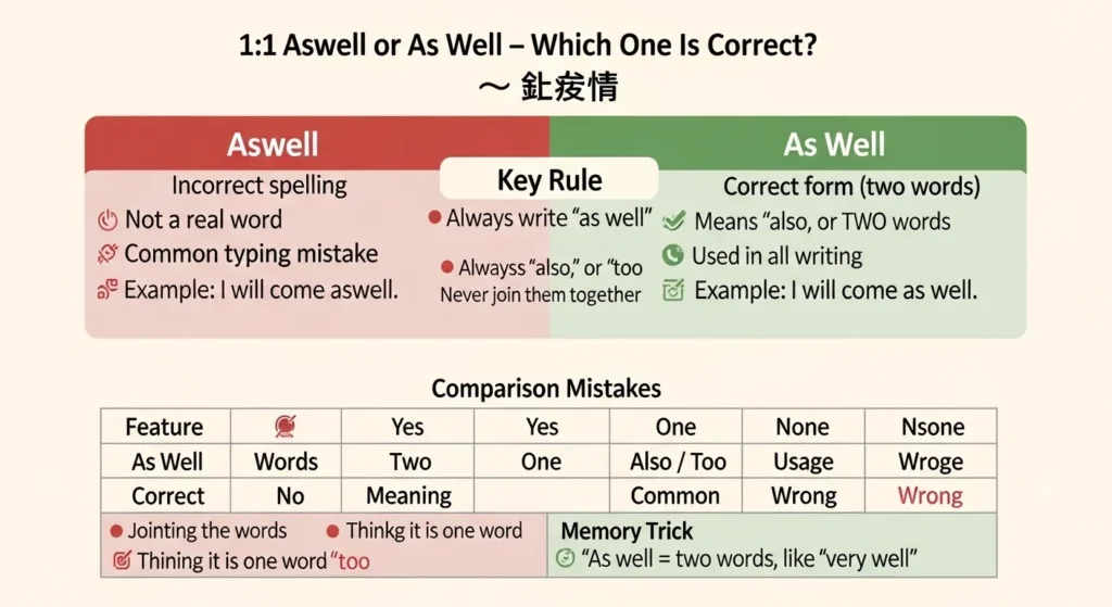 Common Mistakes with Aswell or As Well ❌⚠️