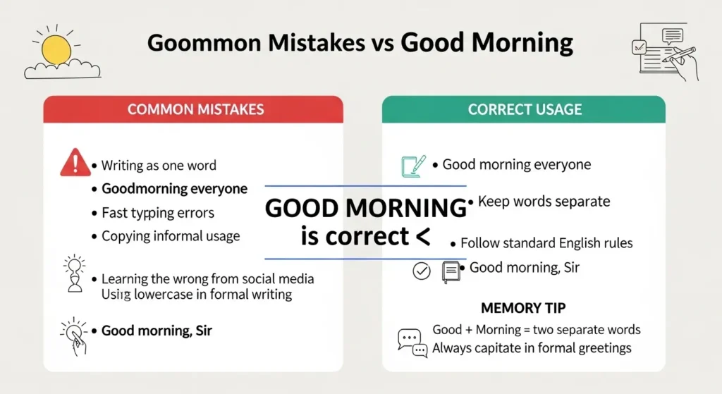 Common Mistakes with Goodmorning or Good Morning ❌⚠️