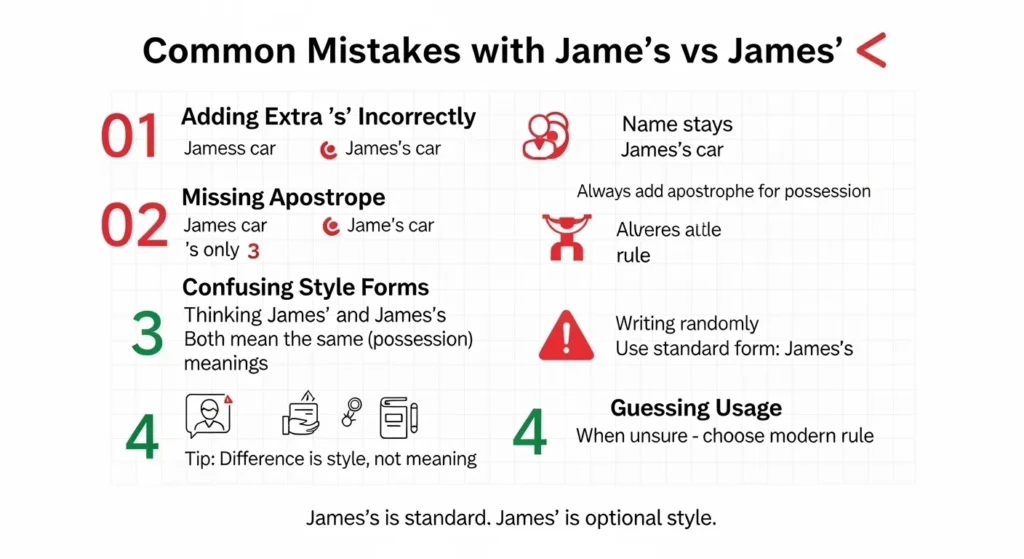 Common Mistakes with James’s vs James’ ❌⚠️