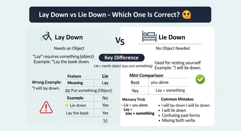 Common Mistakes with Lay Down or Lie Down ❌⚠️