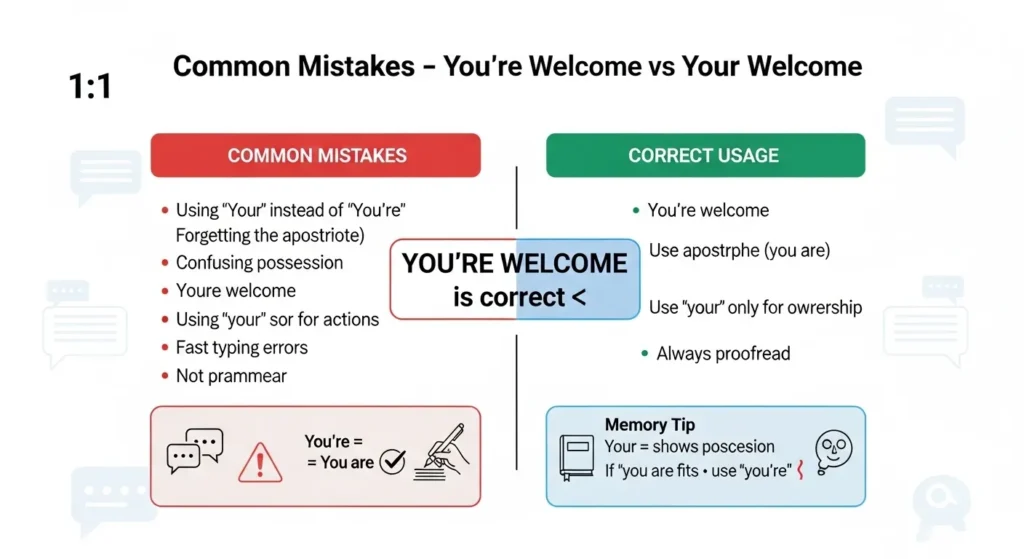 Common Mistakes with You’re Welcome or Your Welcome ❌⚠️