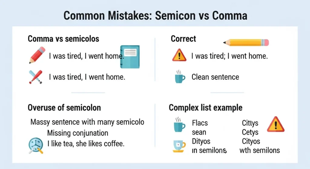 ⚠️ Common Mistakes with Semicolon or Comma