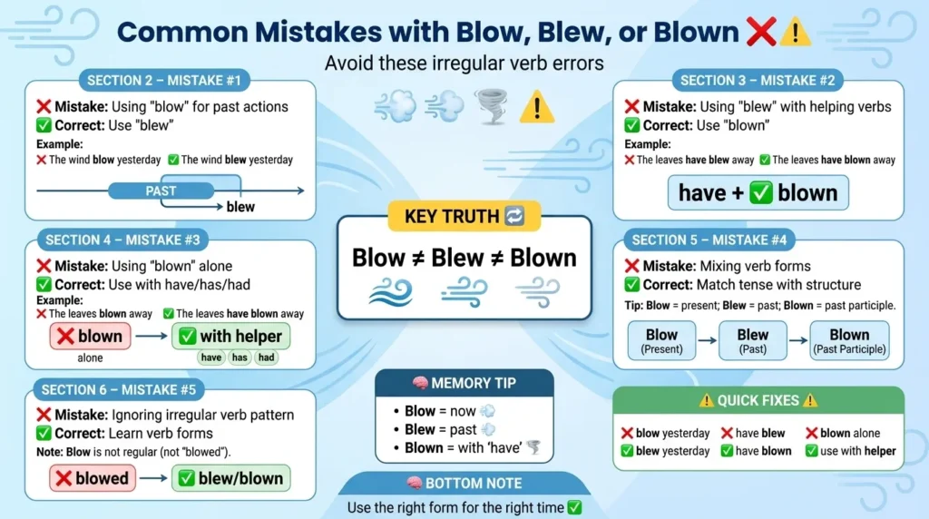 Common Mistakes with Blow, Blew, or Blown ❌⚠️