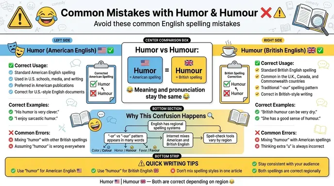 Common Mistakes with Humor and Humour ❌⚠️