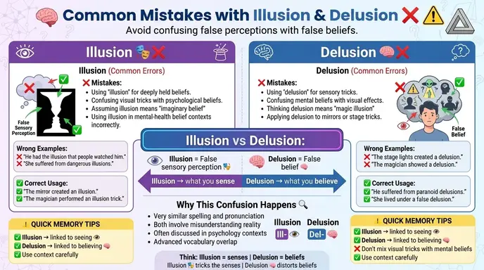 Common Mistakes with Illusion and Delusion ❌⚠️