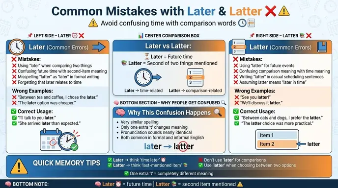 Common Mistakes with Later and Latter ❌⚠️