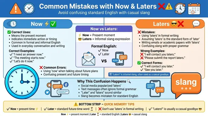Common Mistakes with Now and Laters ❌⚠️
