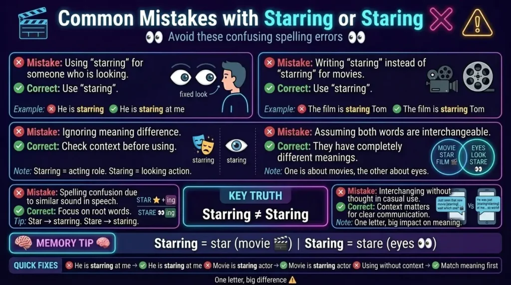 Common Mistakes with Starring or Staring ❌⚠️