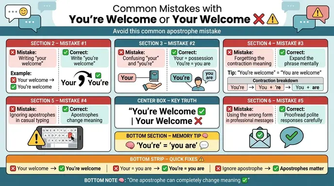 Common Mistakes with You’re Welcome or Your Welcome ❌⚠️