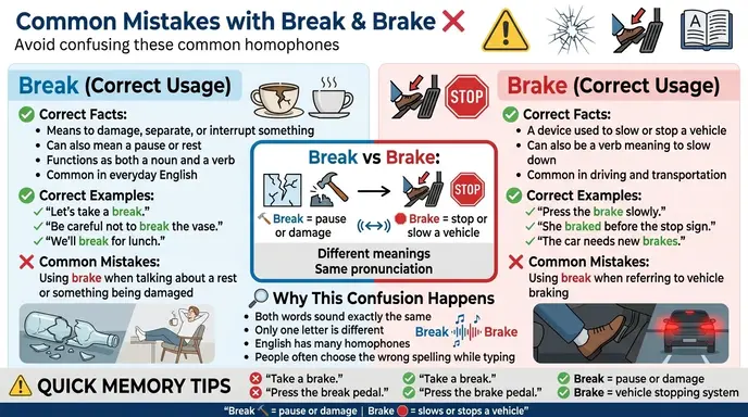 Common Mistakes with Break or Brake ❌