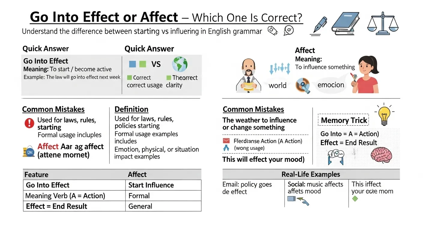 go into effect or affect