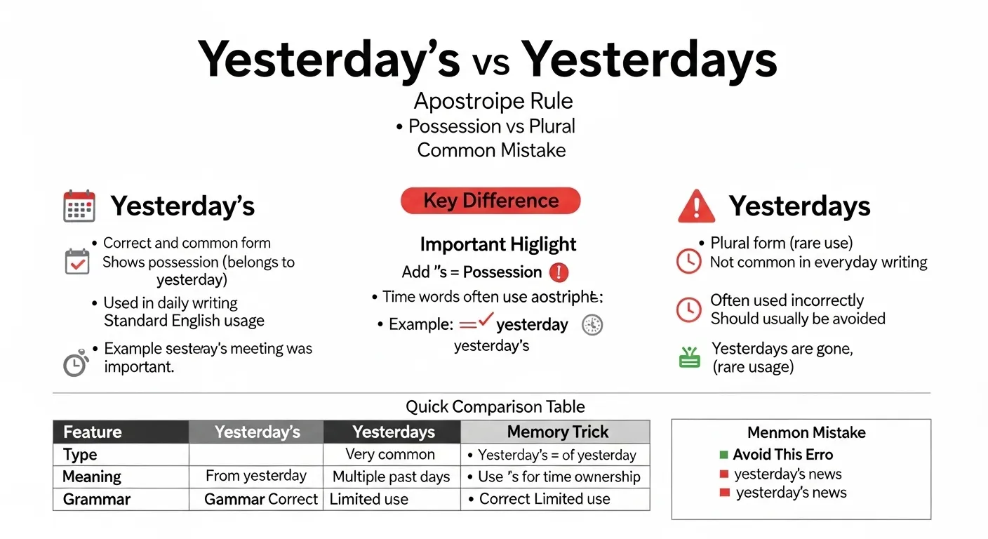 yesterdays or yesterday's